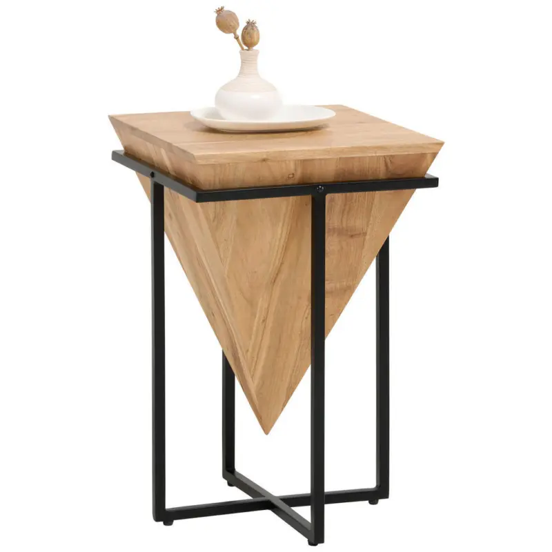 Beistelltisch in Holz, Metall 36/36/56 cm