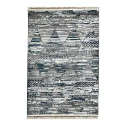 Webteppich 160/240 cm Intense Grau, Wei&szlig;, Dunkelblau