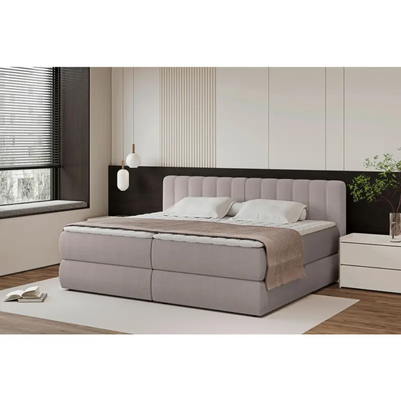 Boxspringbett 200/200 cm in Taupe