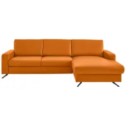 Ecksofa Beldomo premium in Echtleder Orange 267/165 cm