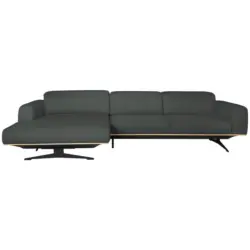 Ecksofa in Echtleder Grau 163/305 cm