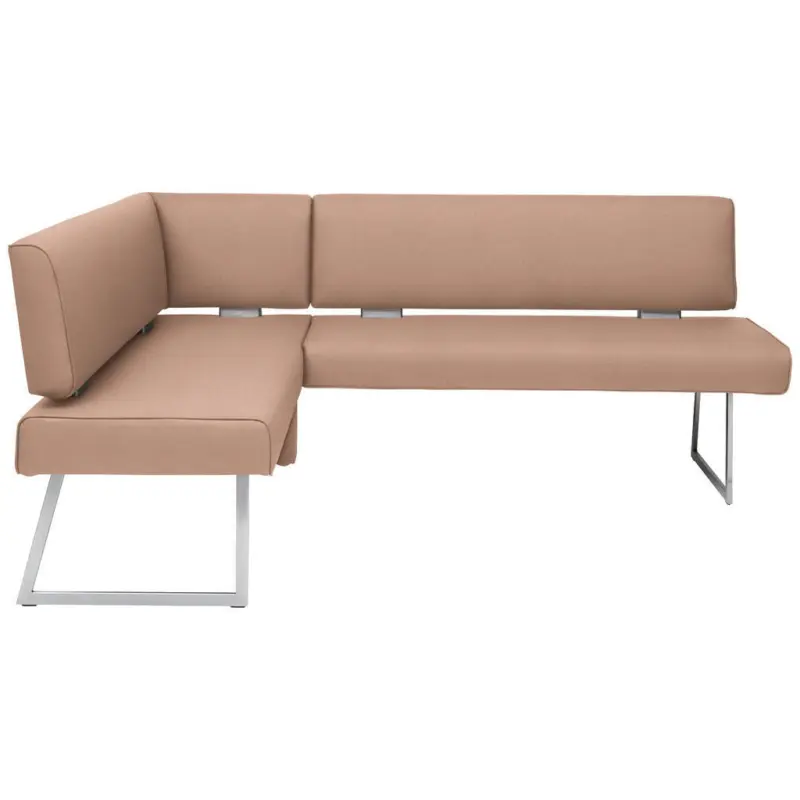 Eckbank 160/185 cm in Edelstahlfarben, Sandfarben