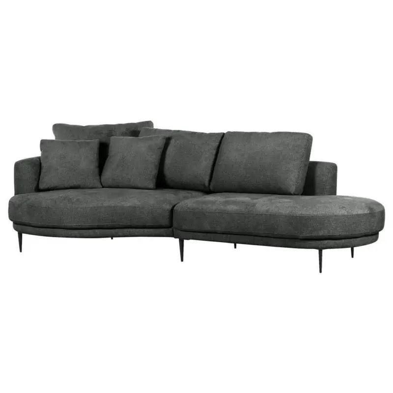Ecksofa in Chenille Dunkelgrau 140/275 cm