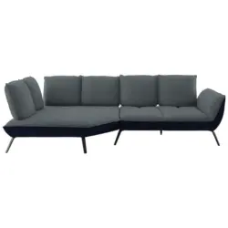 Ecksofa in Flachgewebe Blaugrau 169/320 cm