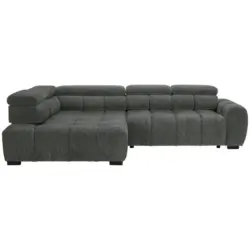 Ecksofa in Webstoff Blau, Braun 205/297 cm