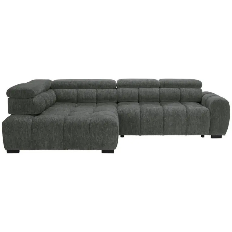 Ecksofa in Webstoff Blau, Braun 205/297 cm