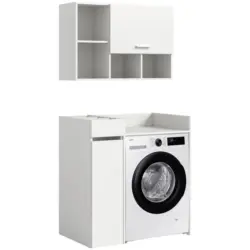 Waschmaschinenschrank 95/195/60 cm in Wei&szlig;