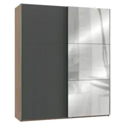 Schwebet&uuml;renschrank in Graphitfarben, Plankeneiche