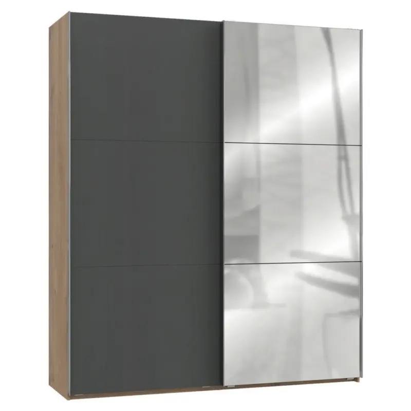 Schwebet&uuml;renschrank in Graphitfarben, Plankeneiche