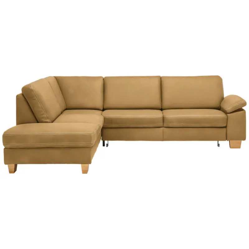 Ecksofa in Echtleder Currygelb 235/274 cm