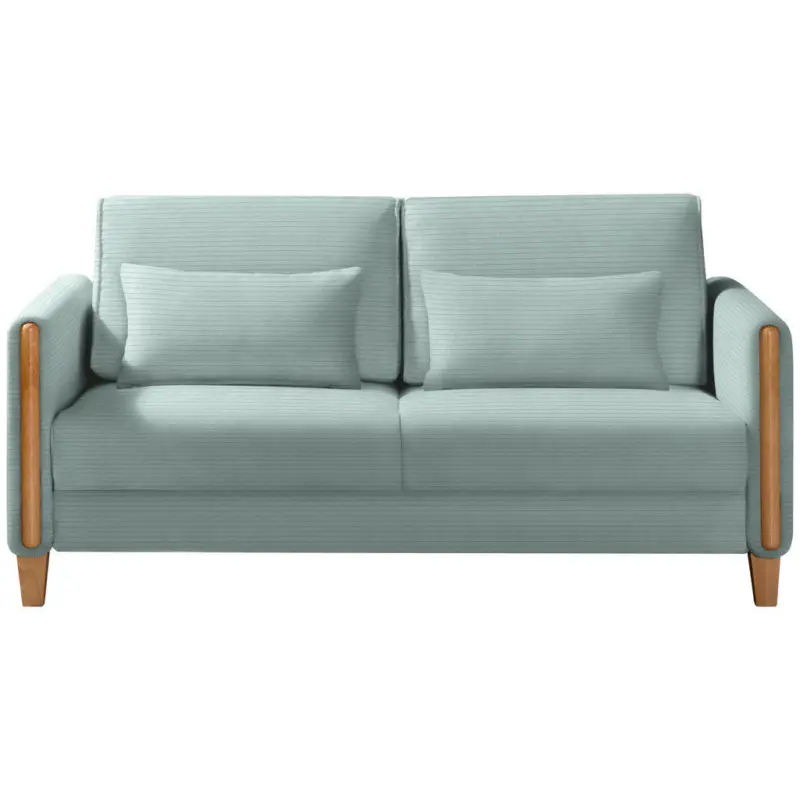 Schlafsofa in Cord Buchefarben, Hellblau