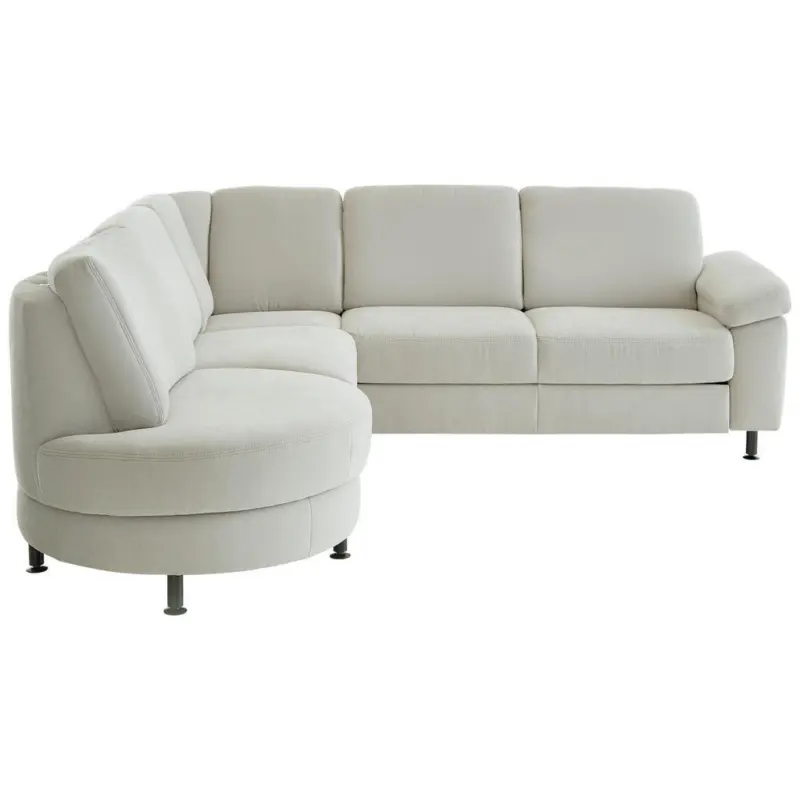Ecksofa in Flachgewebe Hellgrau 252/248 cm