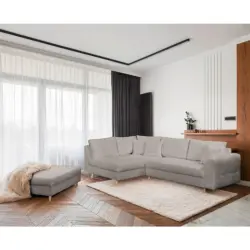 Ecksofa in Boucl&eacute; Grau 161/231 cm