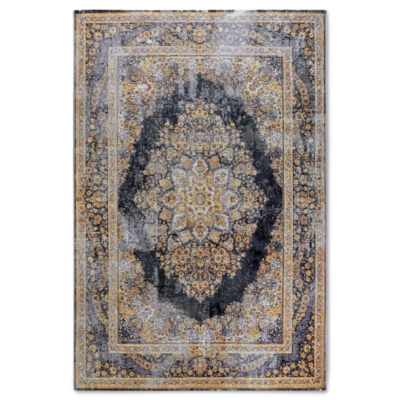 Outdoorteppich 160/235 cm Kollektion 1767 Anthrazit, Goldfarben