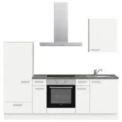 K&uuml;chenleerblock 240 cm in Wei&szlig;, Schieferfarben