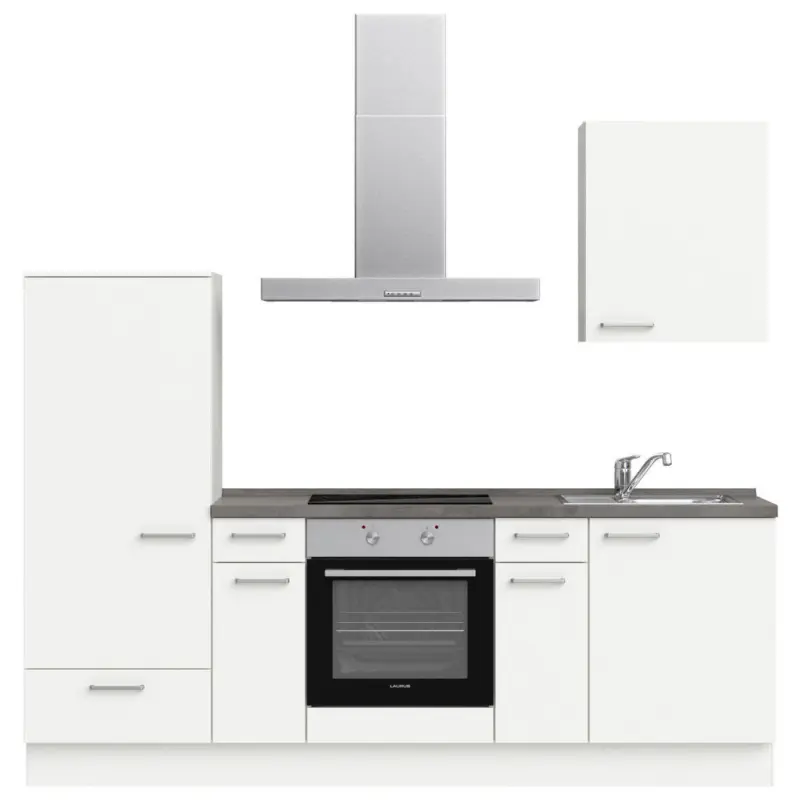 K&uuml;chenleerblock 240 cm in Wei&szlig;, Schieferfarben