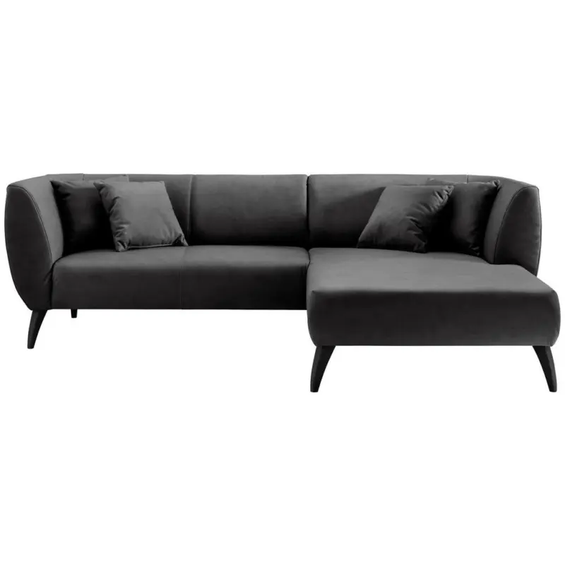 Ecksofa in Lederlook Schwarz 264/160 cm