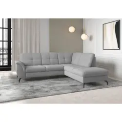 Ecksofa Zora E in Flachgewebe Grau 244/212 cm