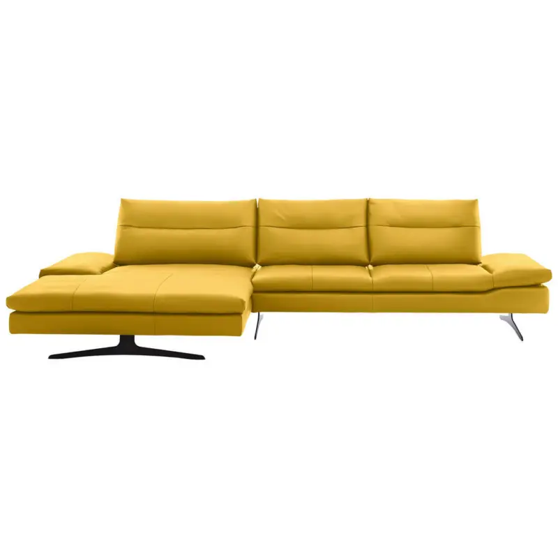 Ecksofa in Echtleder Gelb 158/342 cm