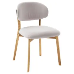 Stuhl in Holz, Textil Hellgrau, Wildeiche