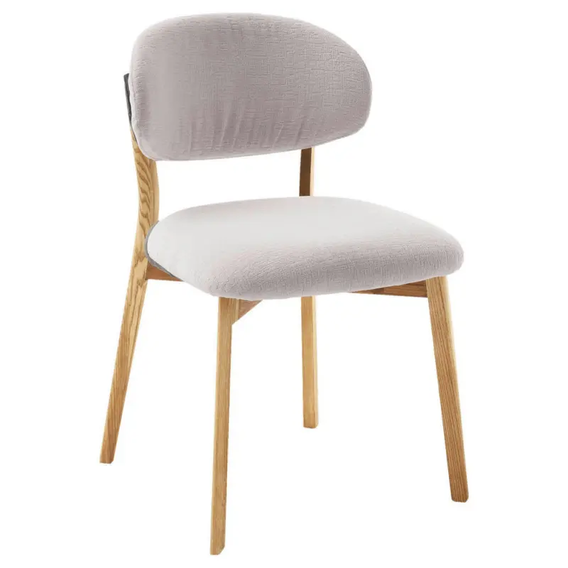 Stuhl in Holz, Textil Hellgrau, Wildeiche