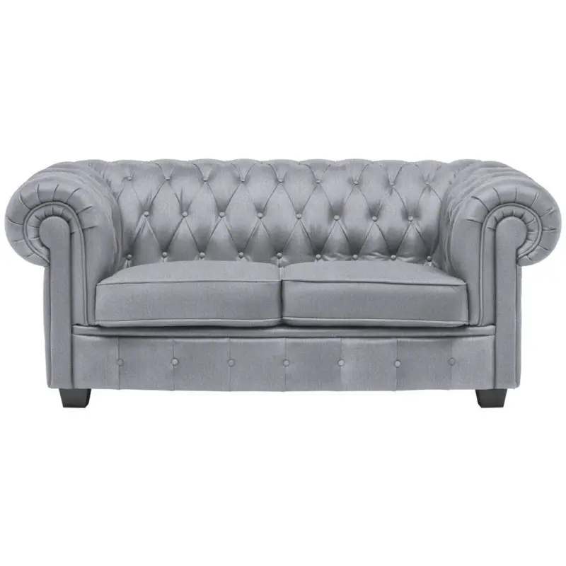 Chesterfield-Sofa in Webstoff Hellgrau