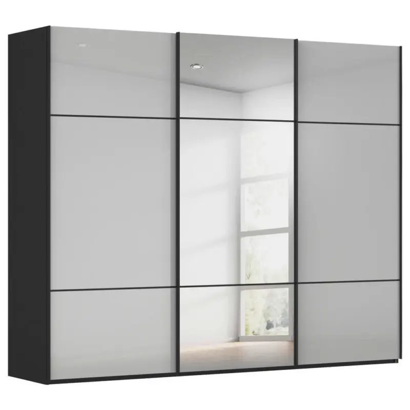 Schwebet&uuml;renschrank in Grau, Schwarz