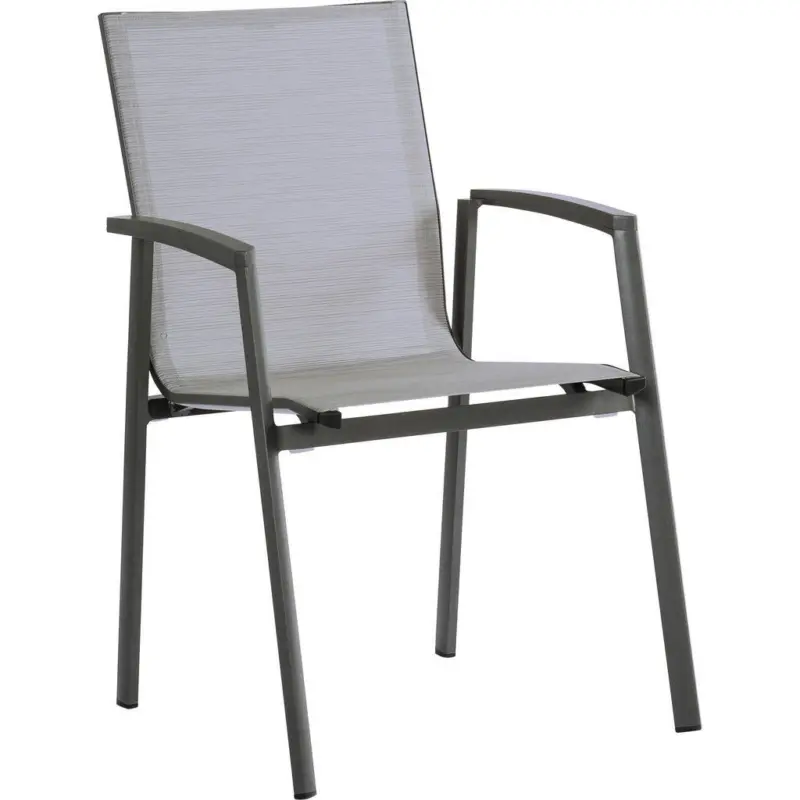 Stapelsessel in Metall, Textil Anthrazit, Silberfarben