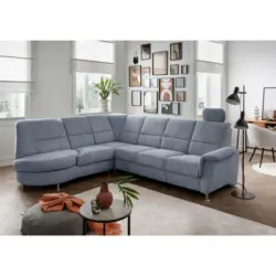 Ecksofa in Chenille Hellblau 236/275 cm