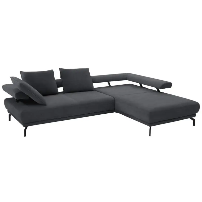 Ecksofa Fino in Chenille Dunkelgrau 305/224 cm
