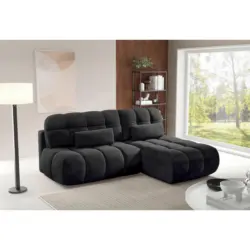 Ecksofa Taranto in Webstoff Schwarz 172/225 cm