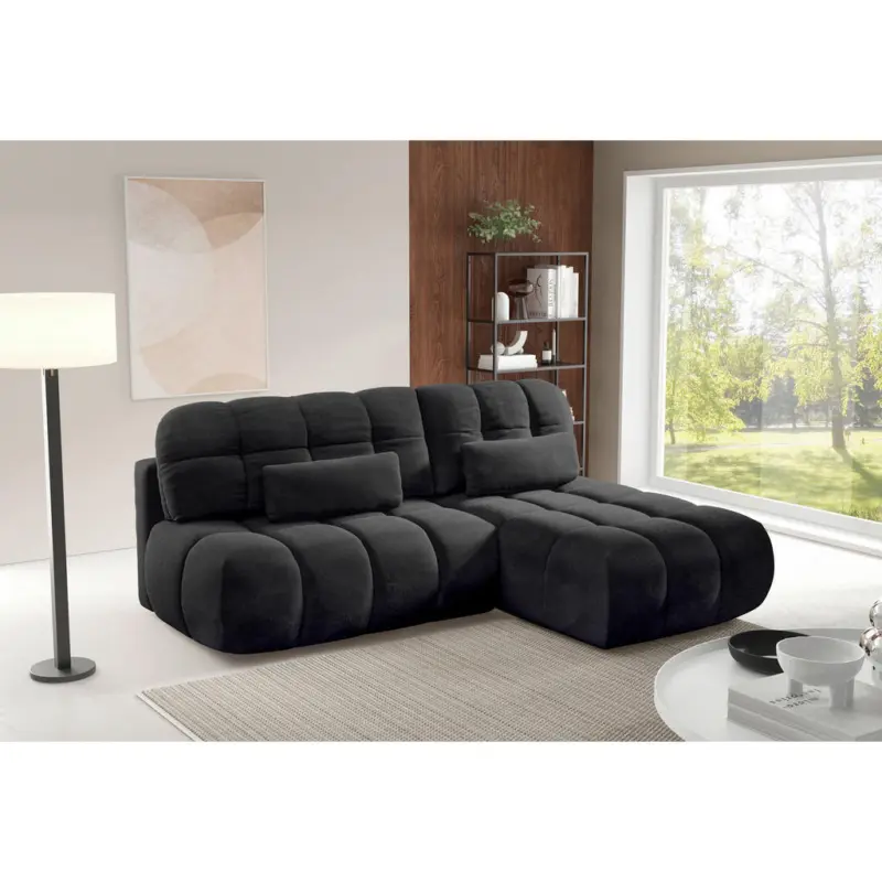 Ecksofa Taranto in Webstoff Schwarz 172/225 cm
