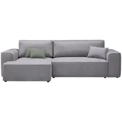 Ecksofa in Pl&uuml;sch Hellgrau