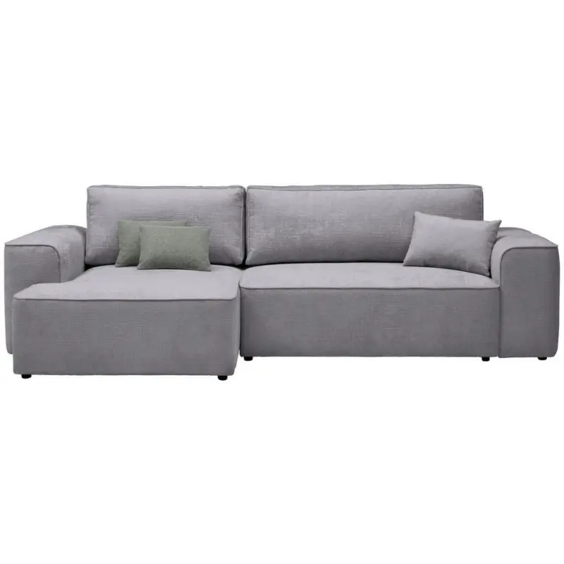 Ecksofa in Pl&uuml;sch Hellgrau
