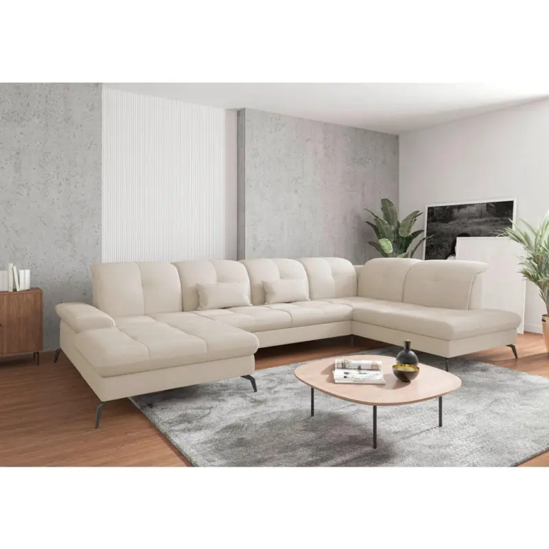 Wohnlandschaft in Flachgewebe Creme