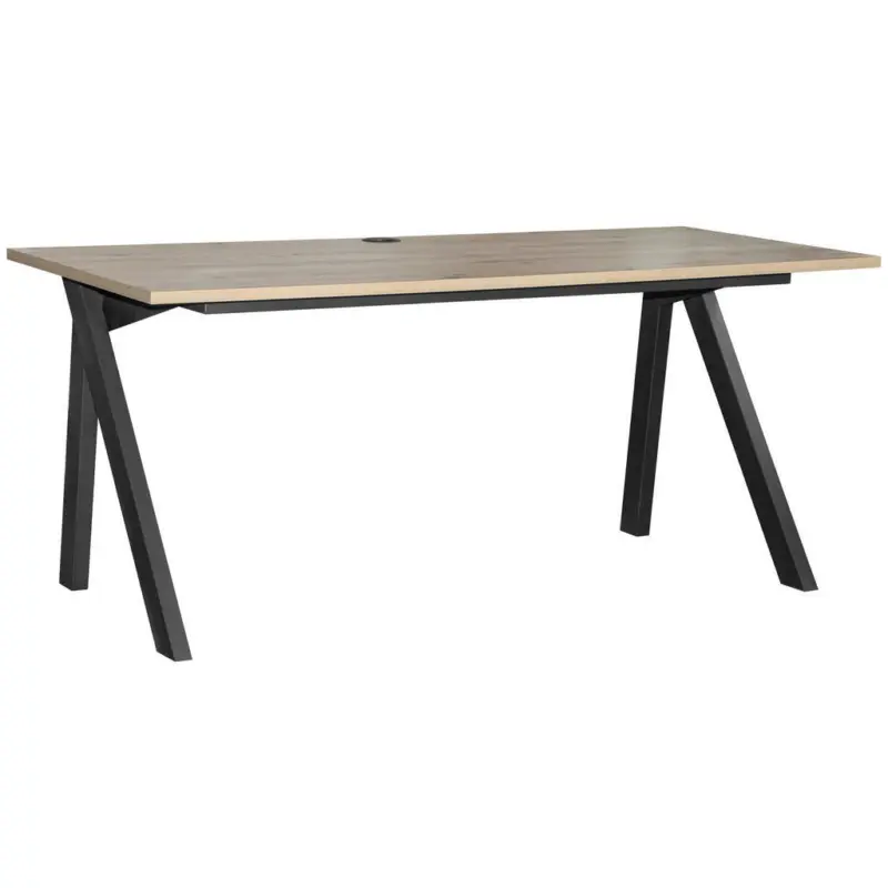 Schreibtisch 180/80/75 cm in Schwarz, Eichefarben