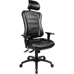 Chefsessel in Lederlook Schwarz, Alufarben