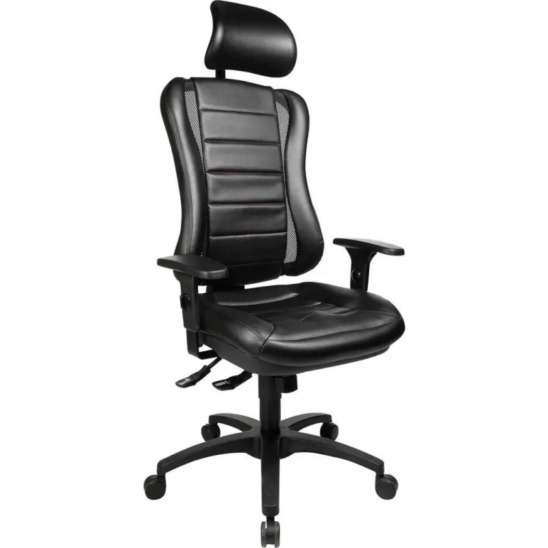 Chefsessel in Lederlook Schwarz, Alufarben