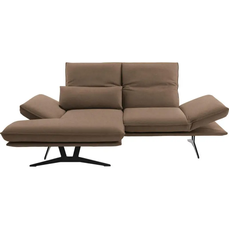 Ecksofa in Echtleder Greige 130/210 cm