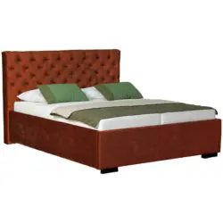 Polsterbett gepolstertes Kopfteil, Bettkasten, Lattenroste Rostfarben 160/200 cm