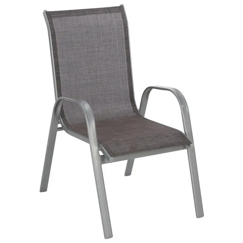 Stapelsessel in Metall, Textil Silberfarben, Hellbraun