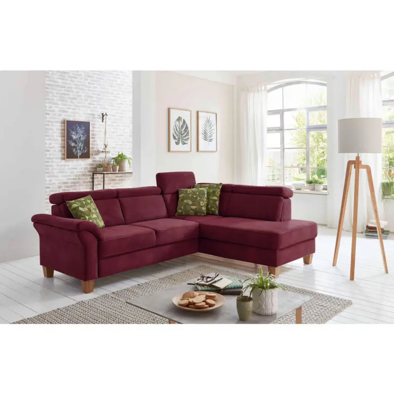 Ecksofa in Mikrofaser Bordeaux 245/194 cm