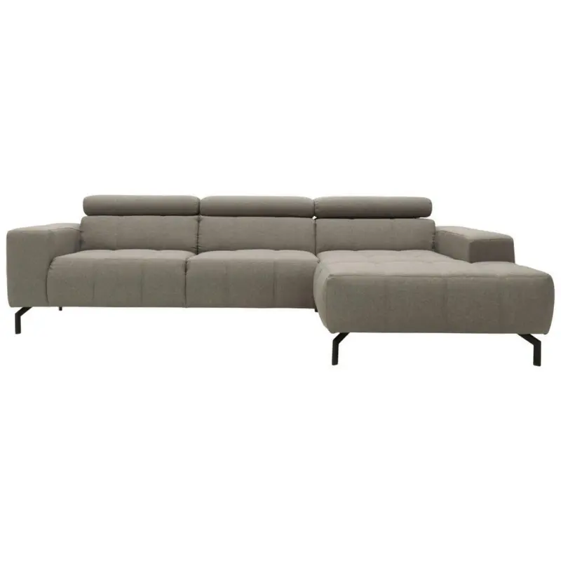 Ecksofa in Webstoff Silberfarben 292/175 cm
