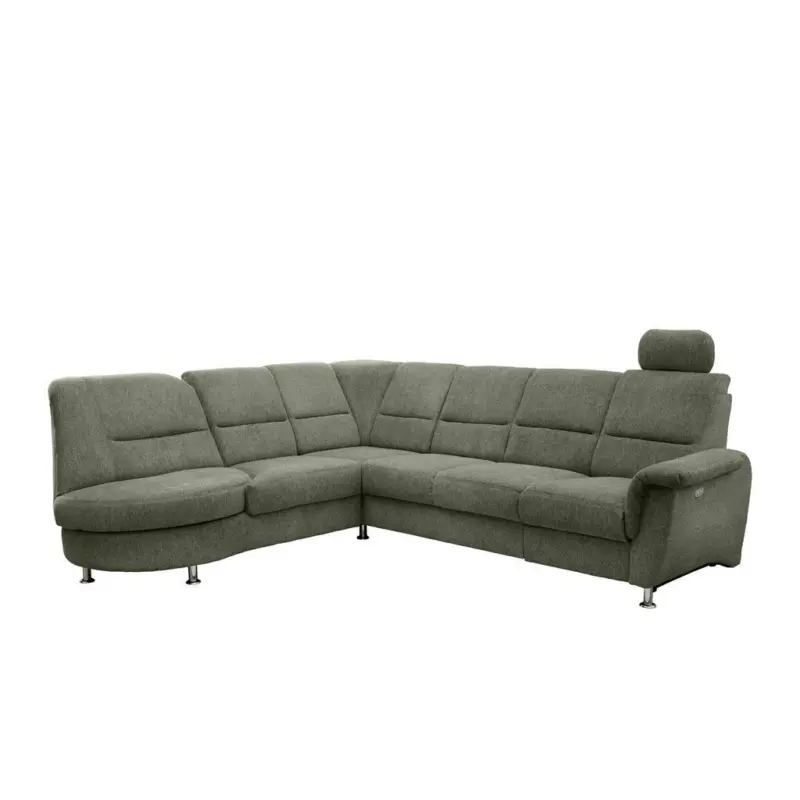 Ecksofa in Chenille Dunkelgr&uuml;n 236/275 cm