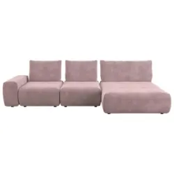 Ecksofa in Velours Altrosa 347/174 cm