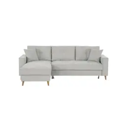 Ecksofa in Flachgewebe Taupe 257/159 cm