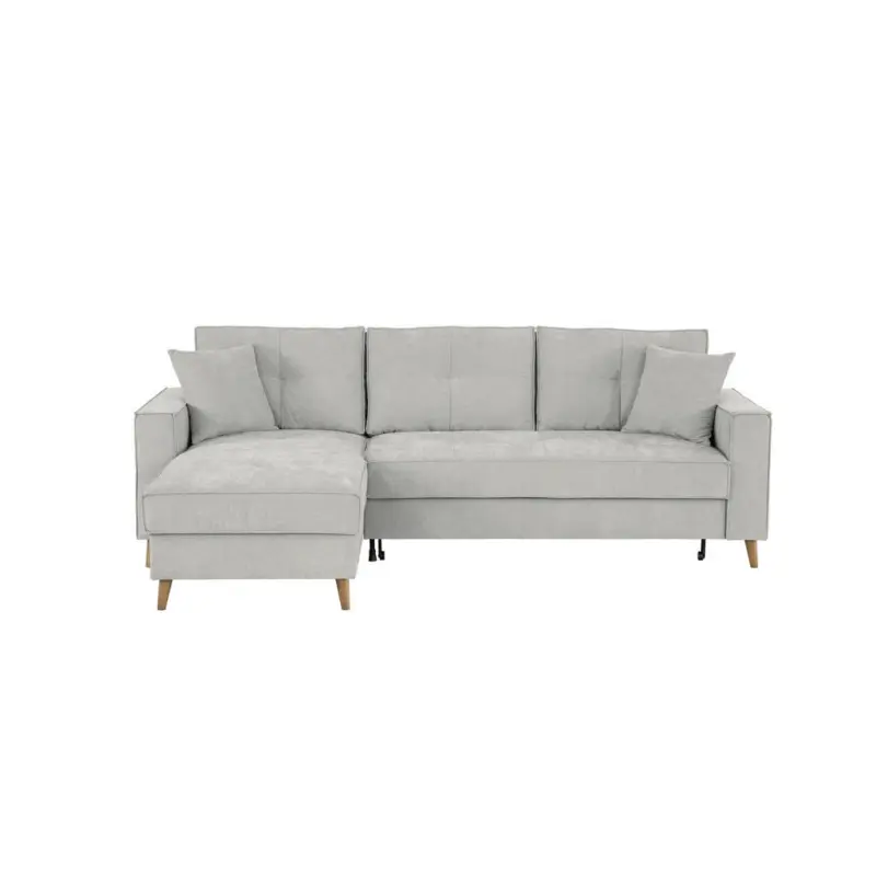 Ecksofa in Flachgewebe Taupe 257/159 cm