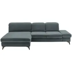 Ecksofa in Chenille Blau 198/288 cm