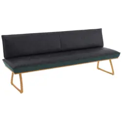 Sitzbank 194/88/66 cm in Petrol, Dunkelgrau, Wildeiche