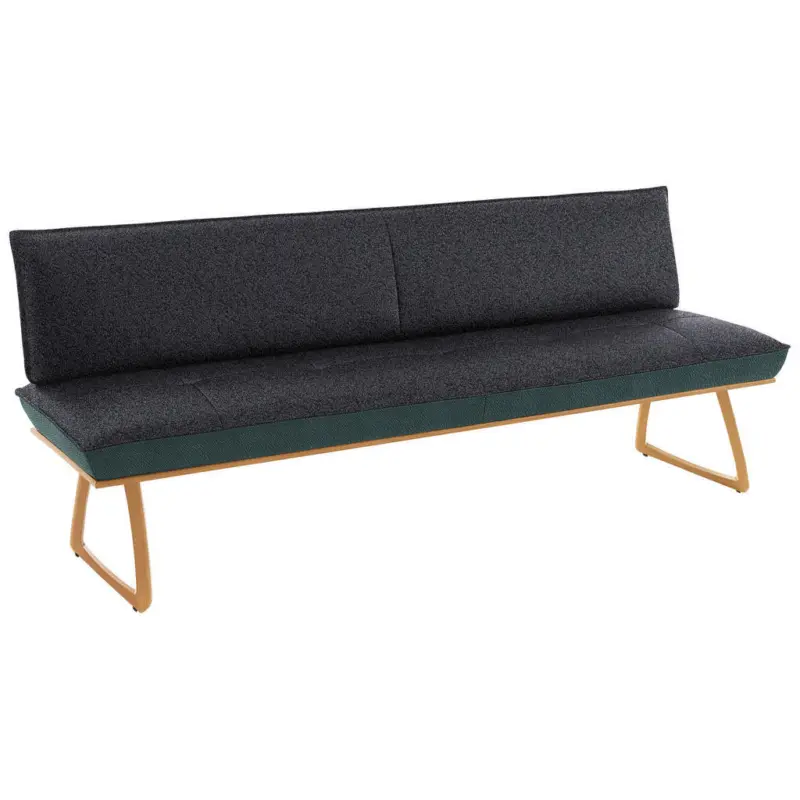 Sitzbank 194/88/66 cm in Petrol, Dunkelgrau, Wildeiche